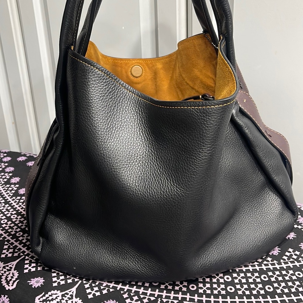Coach Black and Tan Leather Tote - Picture 12 of 16
